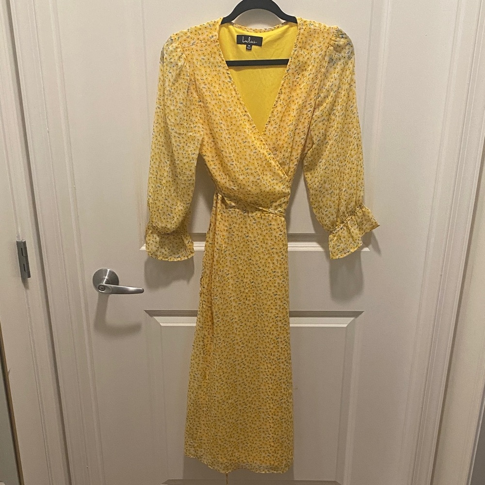Lulu's Sunny Yellow Long Sleeve Dress